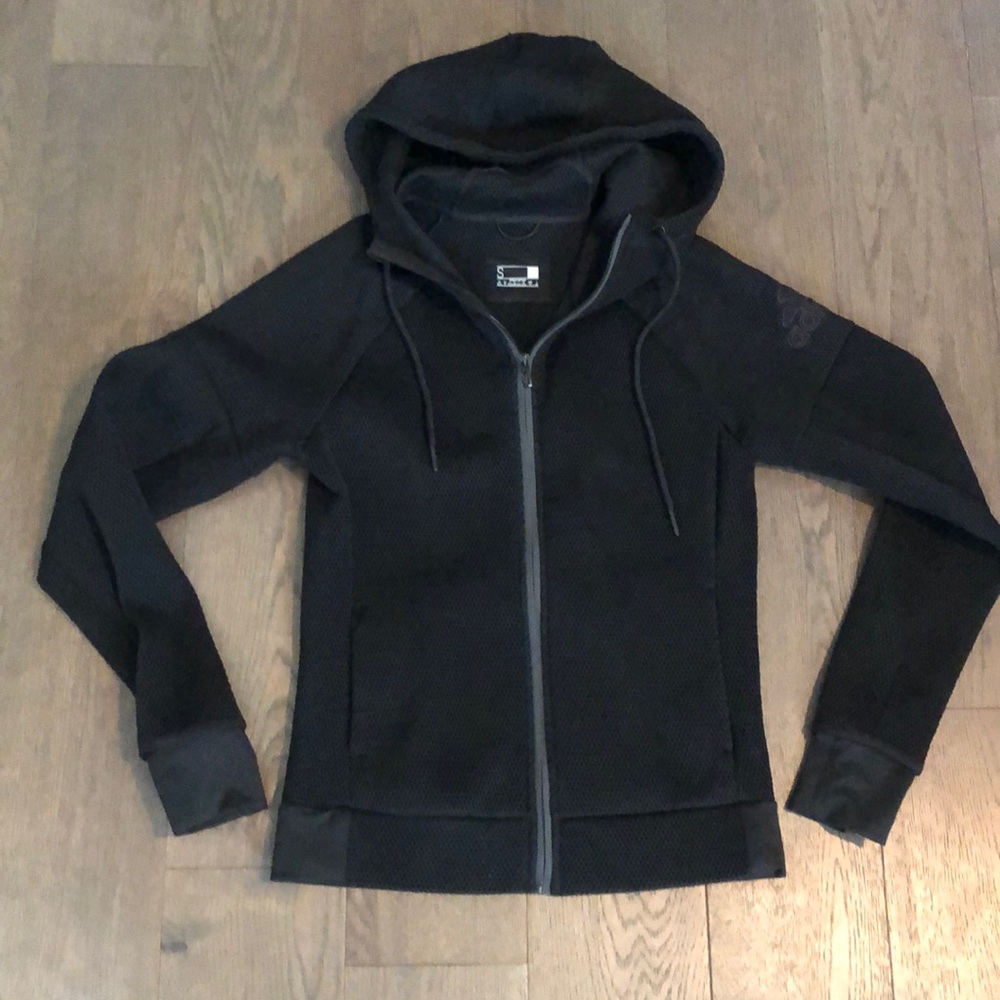 Adidas Black Mesh Hooded Zip Up Jacket